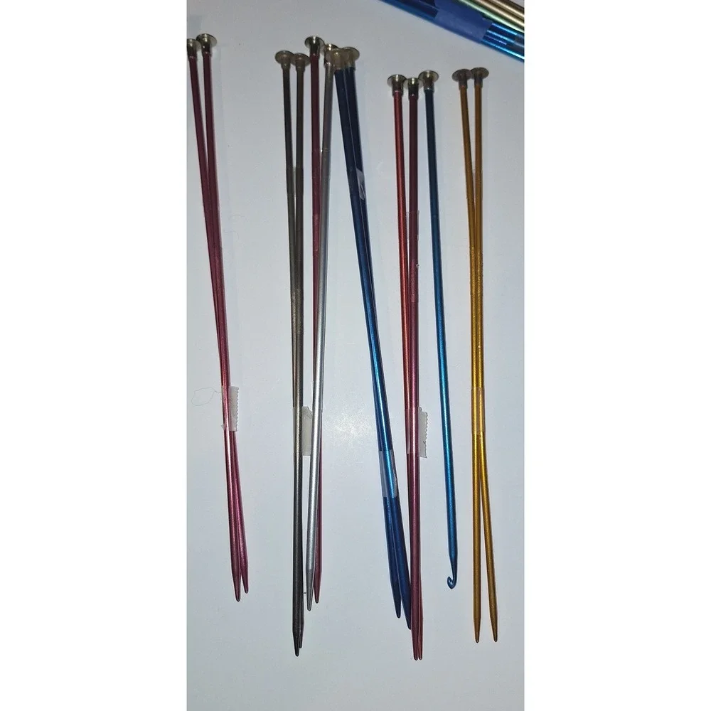 Vtg 91 lot Knitting Needle and Crochet Hook Lot Aluminum DPNs Stitch Holders Set